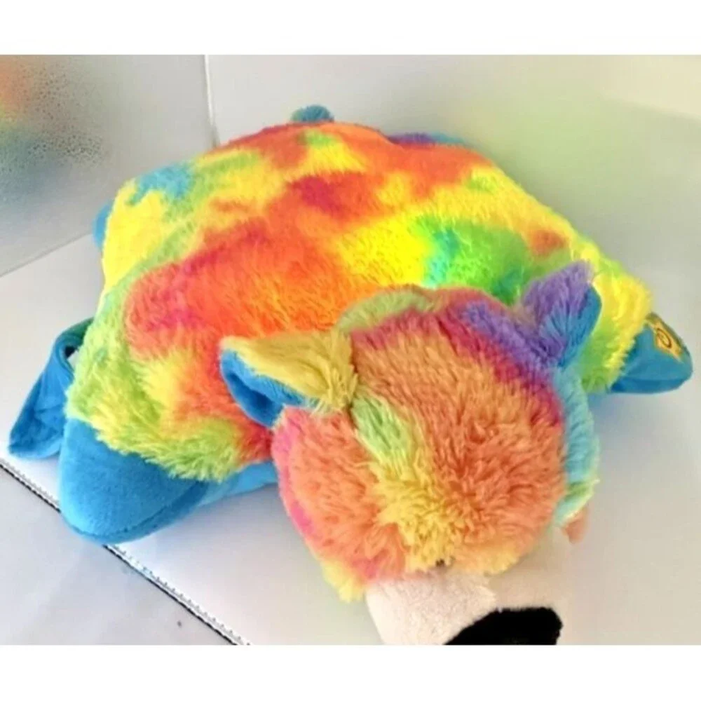 Pillow Pets Glow Pet Light Up Rainbow Tie Dye Bear 2013 Nite Lite Tested Working